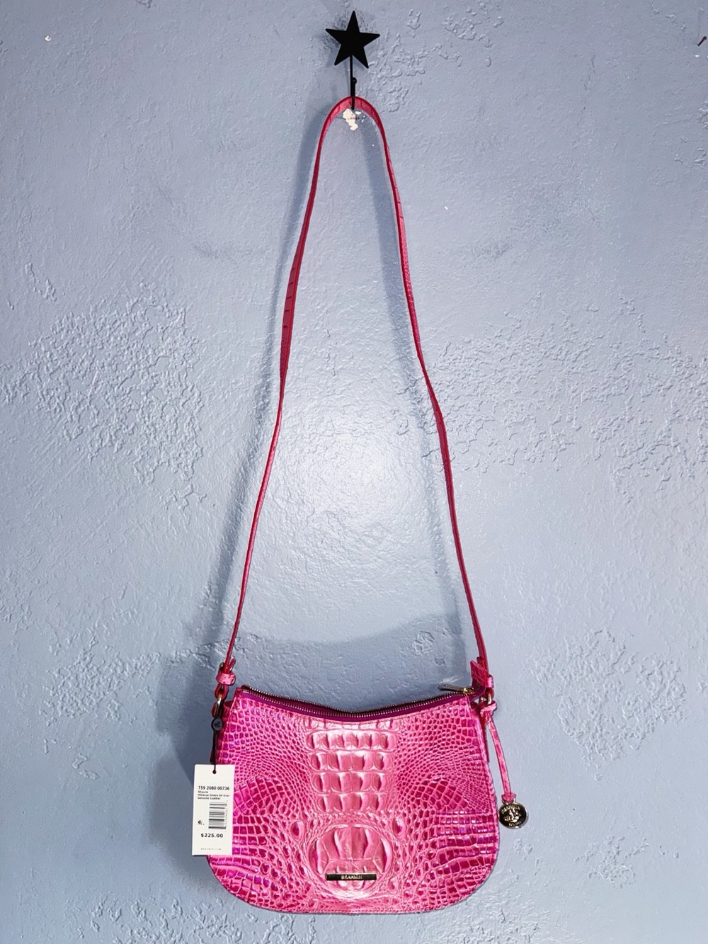 Brahmin Shayna Hibiscus Pink Ombre Croc Crossbody